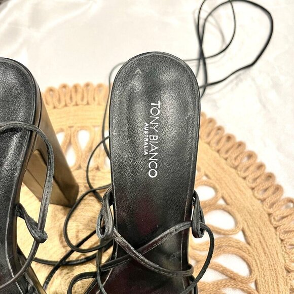 Tony Bianco Jemma Strapy Ankle Tie Heels Black Leather Size 8.5 - Picture 5 of 10